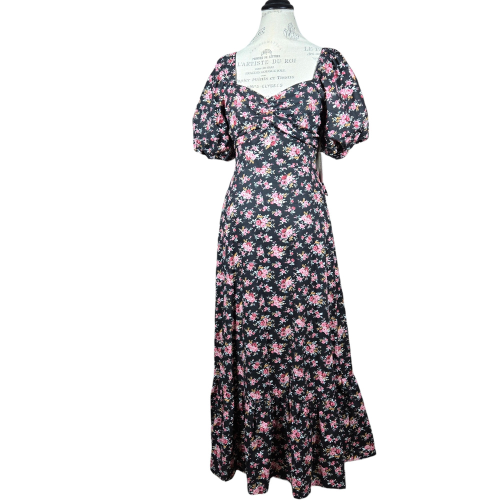 Hyacinth House Midi Dress XSmall NEW Black Floral Seaport Tuckernuck Cottagecore